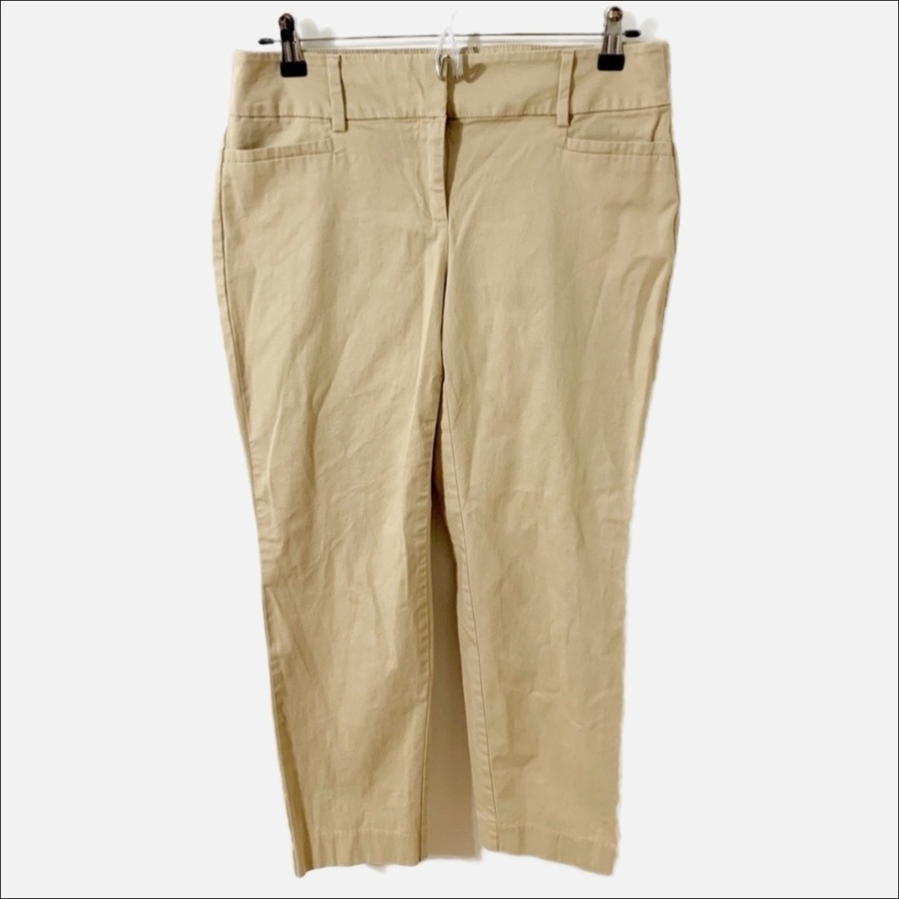 Ann Taylor LOFT Original Ankle Pant Flat Front Khaki Chinos Pants Cotton Spandex